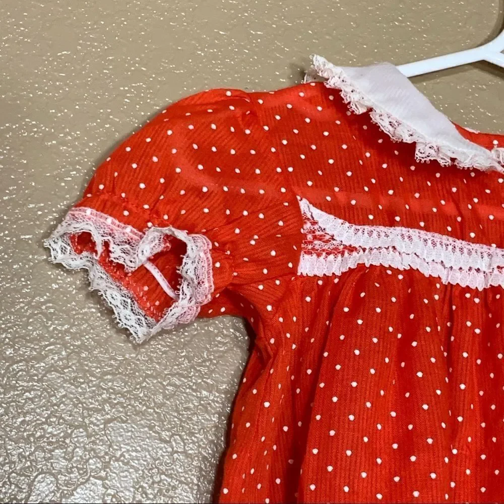 Vintage baby girl red and white polka dot dress‎